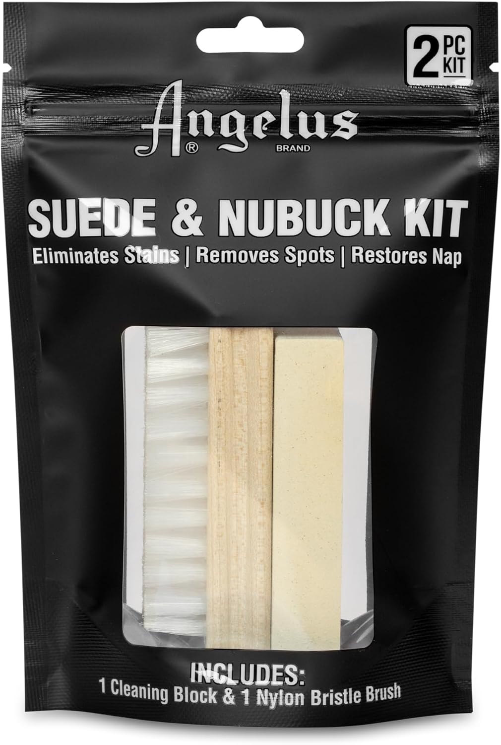 Angelus Suede & Nubuck Cleaner Kit - Stain Removal Eraser & Brush for Leather, Shoes, Handbags, Jackets | Restores Nap