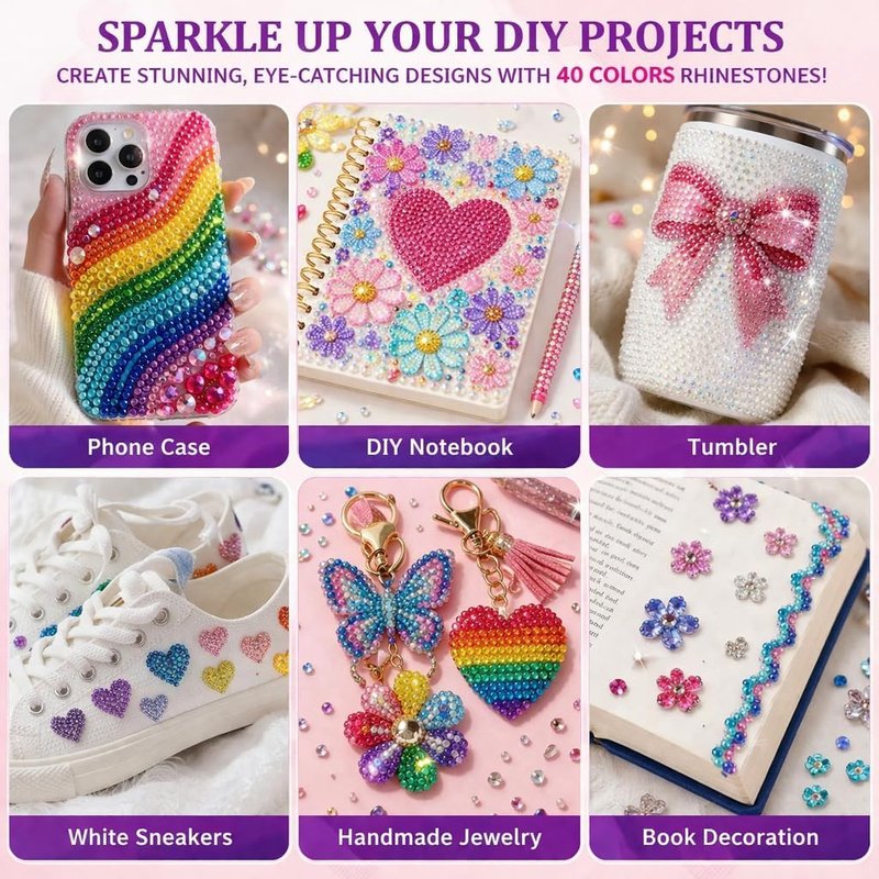 Bedazzling Kit - 40 Colors 35,000 PCS Resin Flatback Rhinestones | DIY Craft Gems with Tools for Adults