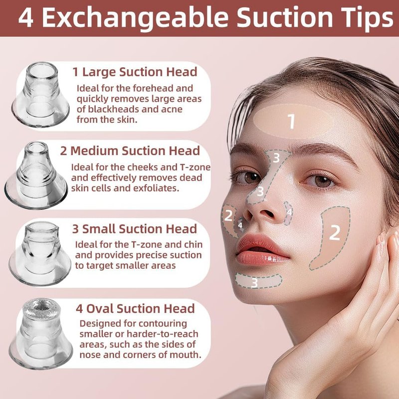 Blackhead Remover Vacuum - 5-Speed Type-C Rechargeable Extractor with 4 Heads | Effective Face & Nose Tool for All Skin Types