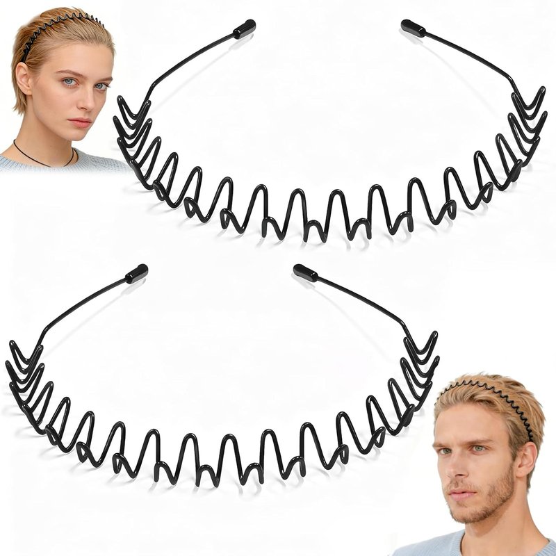 Metal Hair Band - Fashion Wavy Spring Headband for Men & Women | Elastic Non-Slip Design for Daily Use & Outdoor Sports