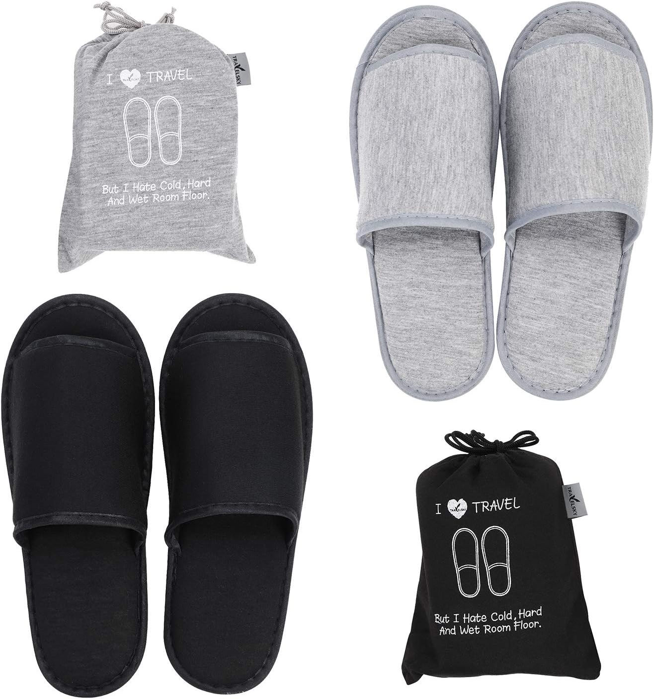 Portable Travel Spa Slippers - Foldable Closed Toe Cotton Shoes | Non-Slip Indoor Footwear for Home & Hotel