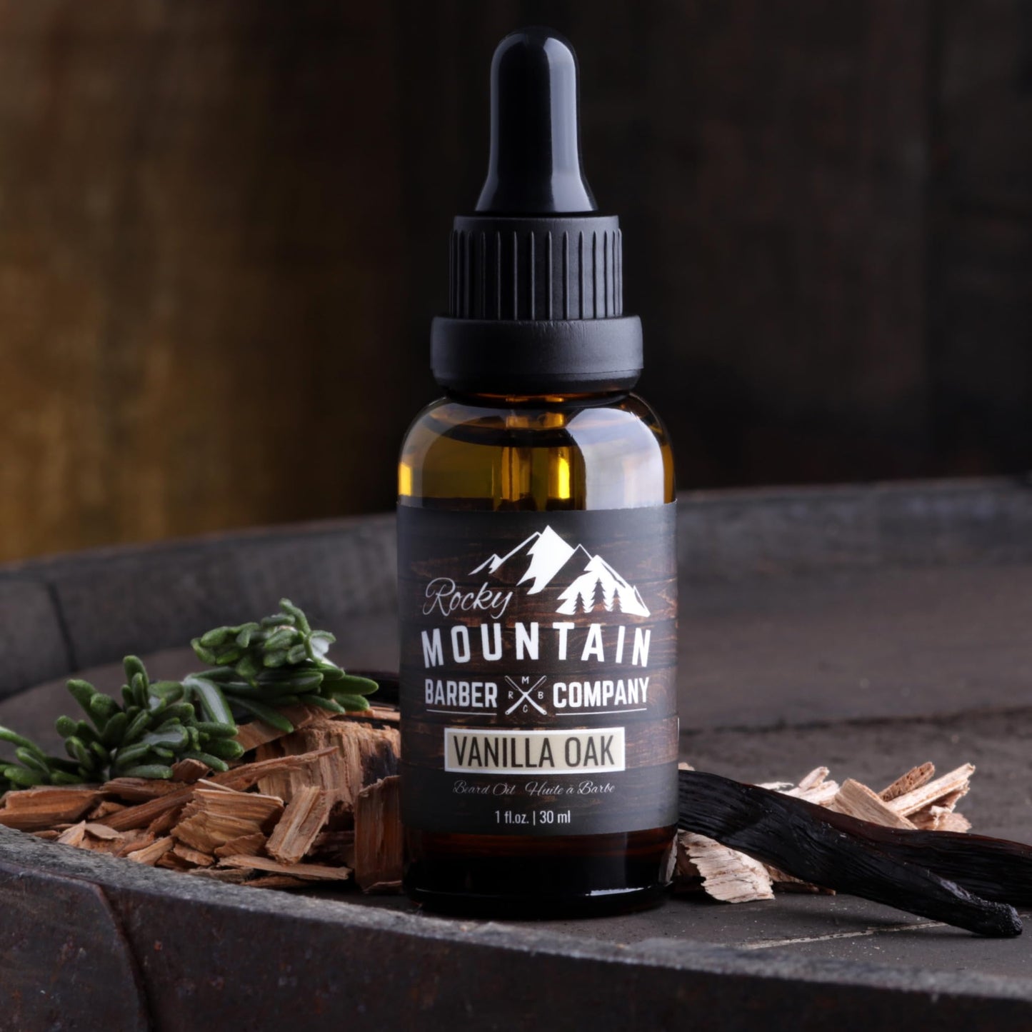 Rocky Mountain Barber Company Vanilla Oak Beard Oil for Men – 800+ Drops to Soften & Moisturize Beards – Fast-Absorbing with Argan, Jojoba & Grape Seed Oil – 1 oz