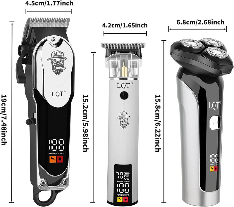Professional Barber Kit - Cordless Hair Clipper & Trimmer Set with LED Display | USB-C Rechargeable, Precision Blades, Low Noise