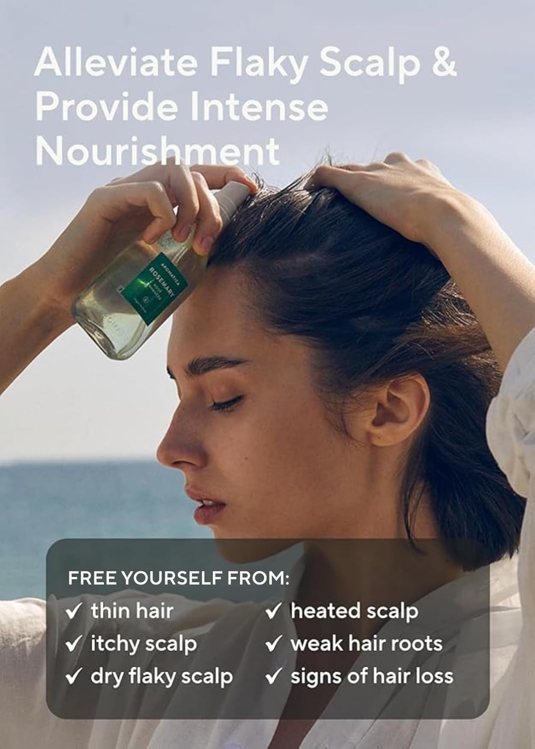 Aromatica Root Enhancer Rosemary Water Spray for Hair Growth - Nourishing Formula with Rosemary Oil, Caffeine & Biotin | Silicone-Free, Paraben-Free, Sulfate-Free
