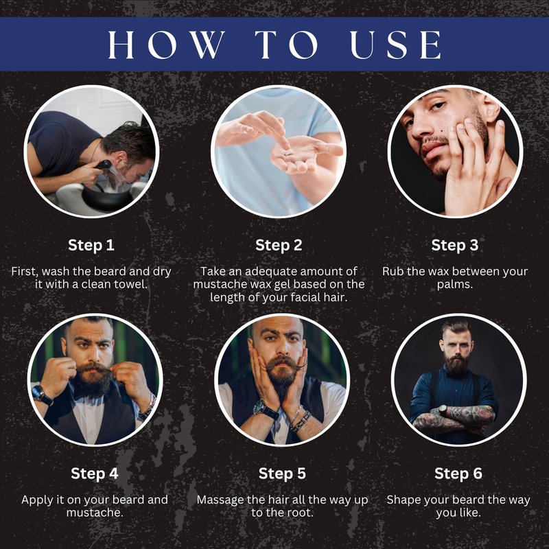 AMAzing Earth Beard & Mustache Holding Wax Gel for Men - Certified Organic, Strong Hold, Styling, Argan Oil, Chemical Free, 100% Vegan & Cruelty Free - 50gm