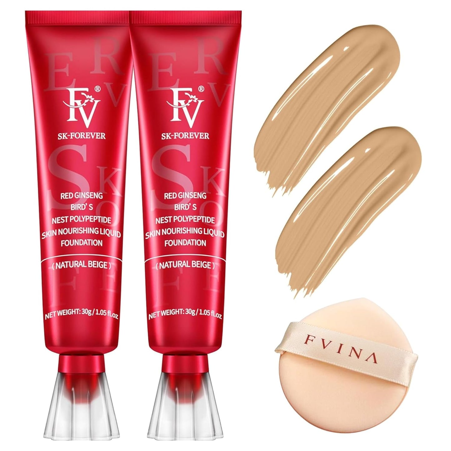 Waterproof Foundation - Lightweight Medium Coverage Liquid Makeup for Oily Skin | Classic Ivory, 2 Pack (1.05 fl. oz)
