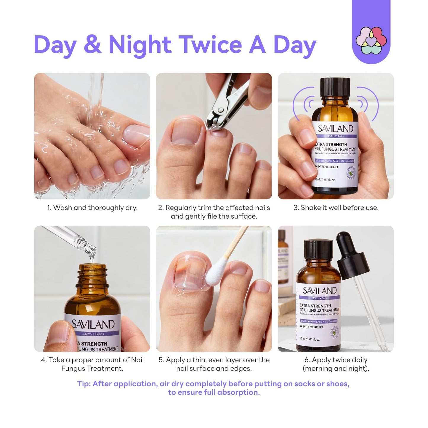 SAVILAND Toenail Fungus Treatment Extra Strength FSA-HSA: 2X Extreme Nail Repair for Discolored and Damaged Nails Toenail Softener Yellow Toenail Foot Toe Thick Nail Fungus Treatments Solution 2 fl oz