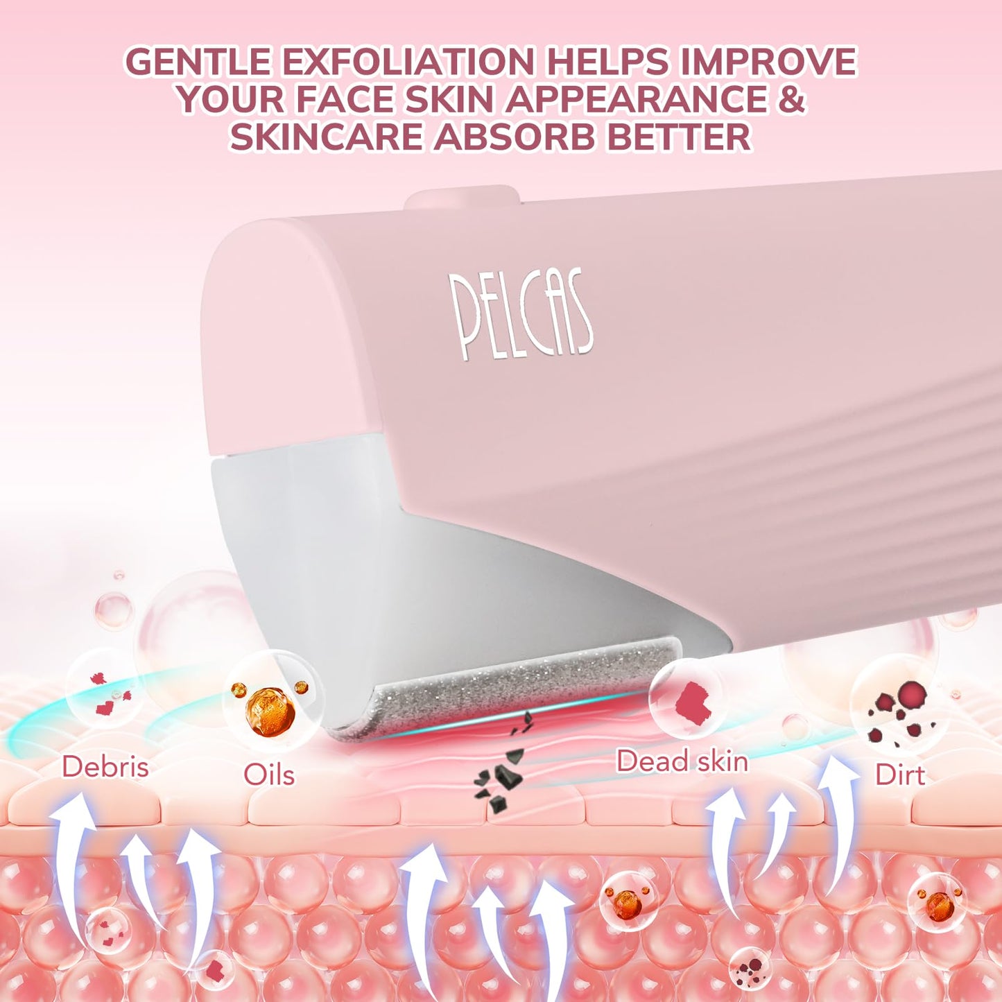 PELCAS Electric Dermaplaning Tool Kit for Women Face with LED Light, Facial Mini Dermaplaning Razor with 6 Blades, 3 Speeds 2 in 1 Facial Peach Fuzz Hair & Exfoliation Removal System at Home BV18-712