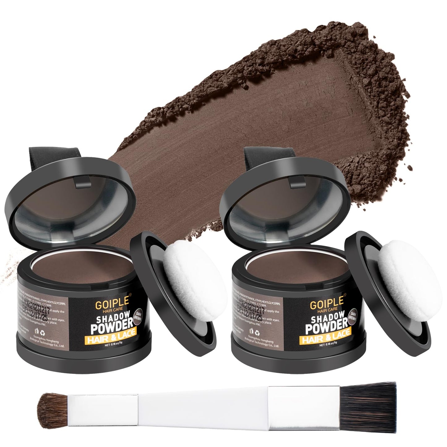Root Cover Up Powder Hairline Powder for Women Root Touch Up Hair Color for Bald Spots, Eyebrows, Beard Line, Hair Loss Thinning Hair Shadow Cover Up 2 Pack (Dark Brown)