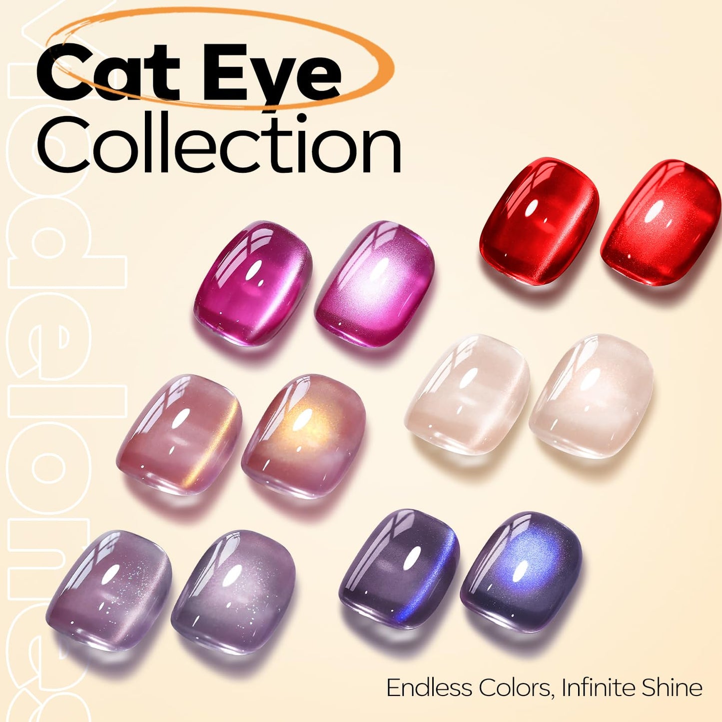 Cat Eye Gel Nail Polish - Glitter Brown Magnetic UV Soak Off | Shimmer Top Coat for DIY Manicure