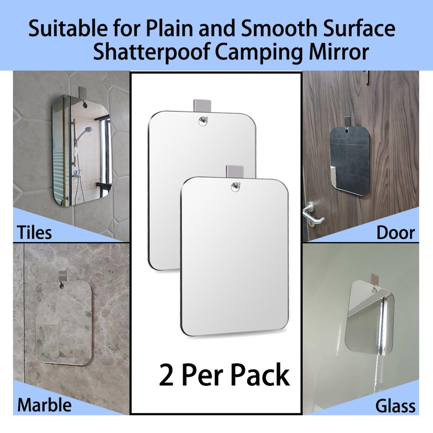 JEIAKONJI 2 Pack Shower Mirror for Shaving, Shower Mirror for Shaving Men(Lager 10.7 x 8 Inch); Small Wall Mirrors for Showers, Shatterproof Plexiglass Makeup Mirrior, Travel Camping Showers Mirrors