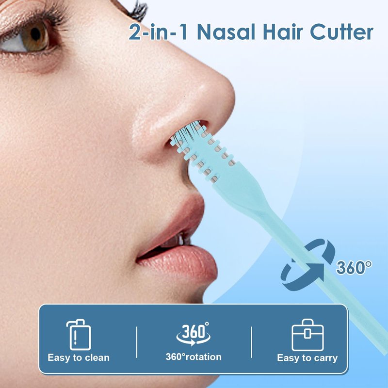 Arskivrov 10Pcs 2-in-1 Nose Hair Trimmer, Nasal Hair Cutter, Double Sided Nose Hair Cutter, Portable 360° Rotating Manual Nose Hair Trimmer for Men and Women, Colorful
