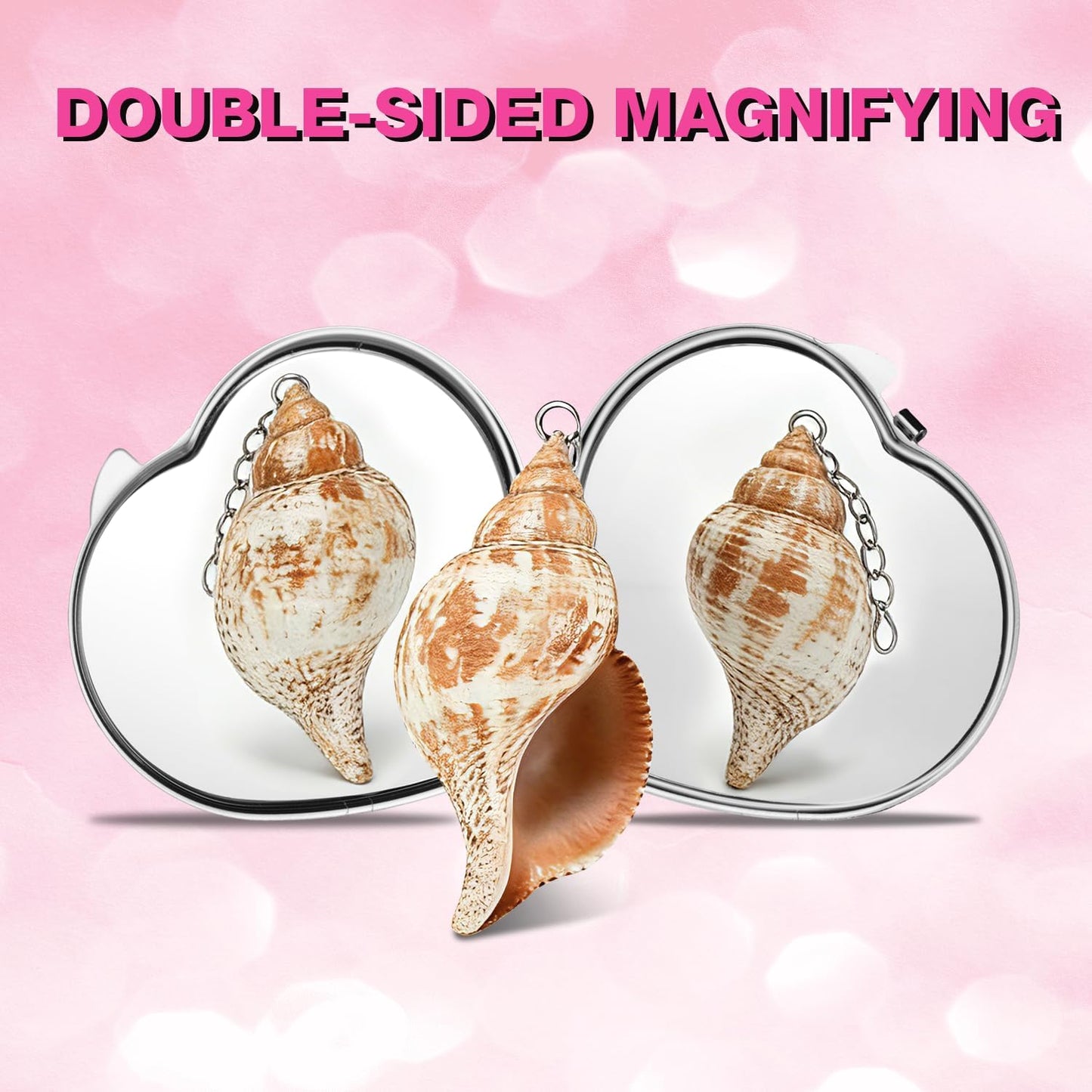 Heart Compact Travel Mirror - Double-Sided Portable Metal Folding Design | Scratch-Resistant, Elegant & Pocket-Sized