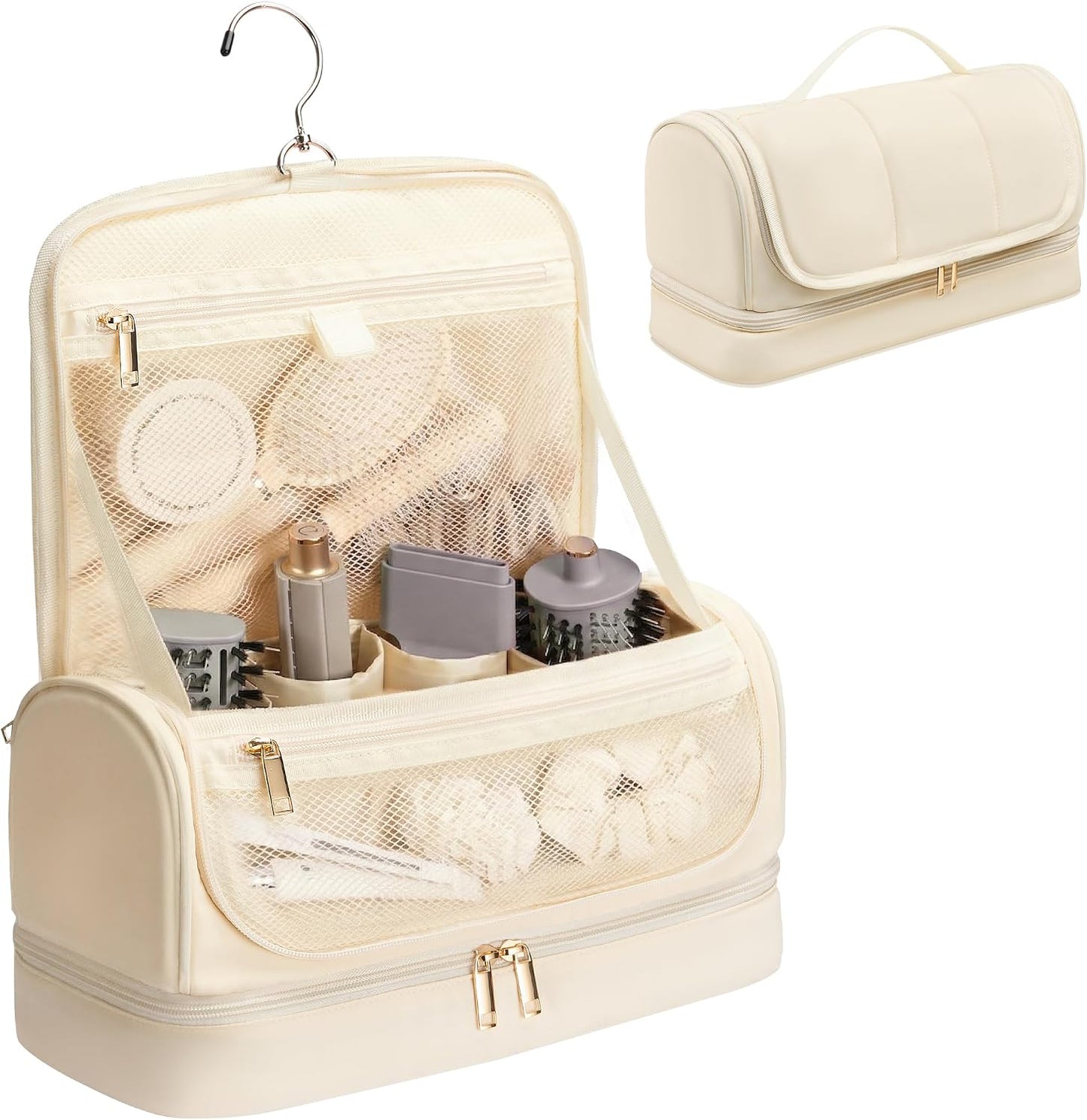 Hanging Hair Tool Organizer for Dyson Airwrap | Water-Resistant Travel Case with Removable Divider - Black