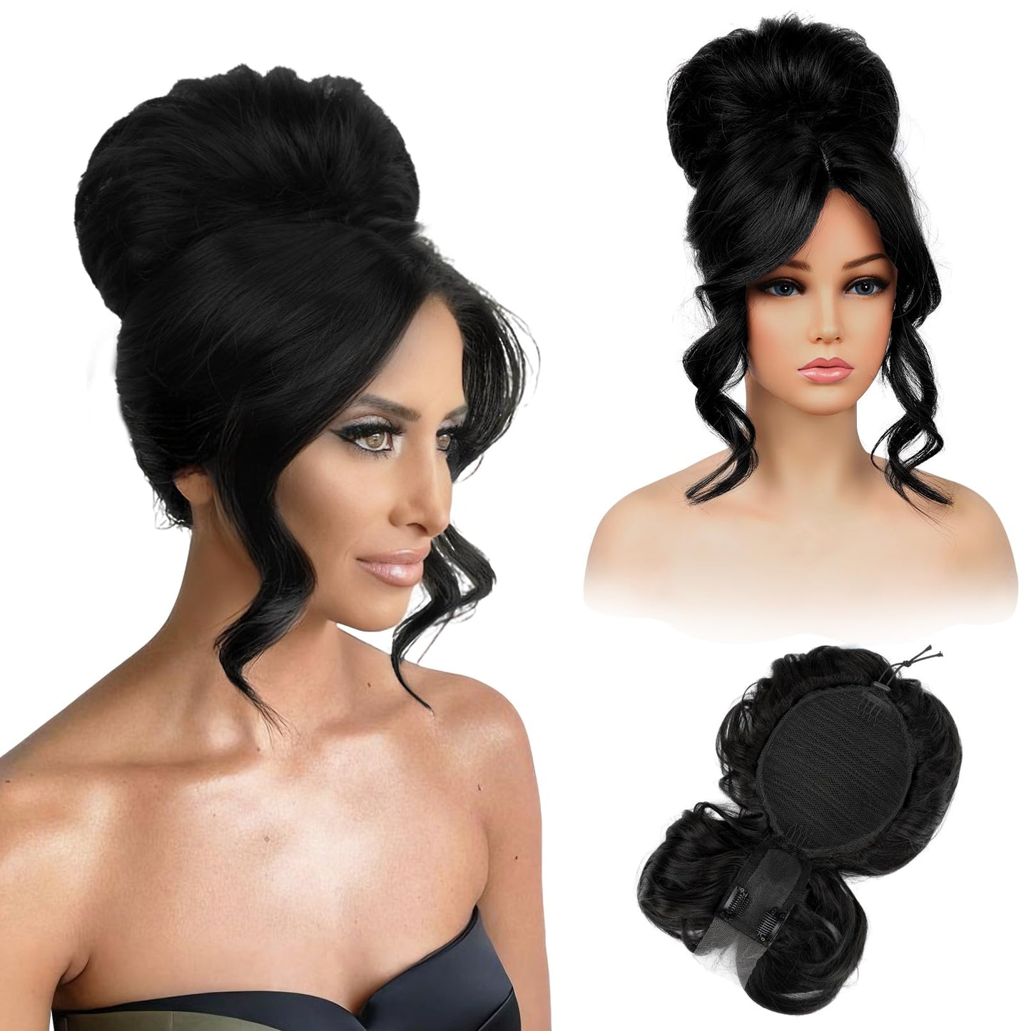 REECHO Messy bun Hair Pieces with Bangs - Hair Topper for Women