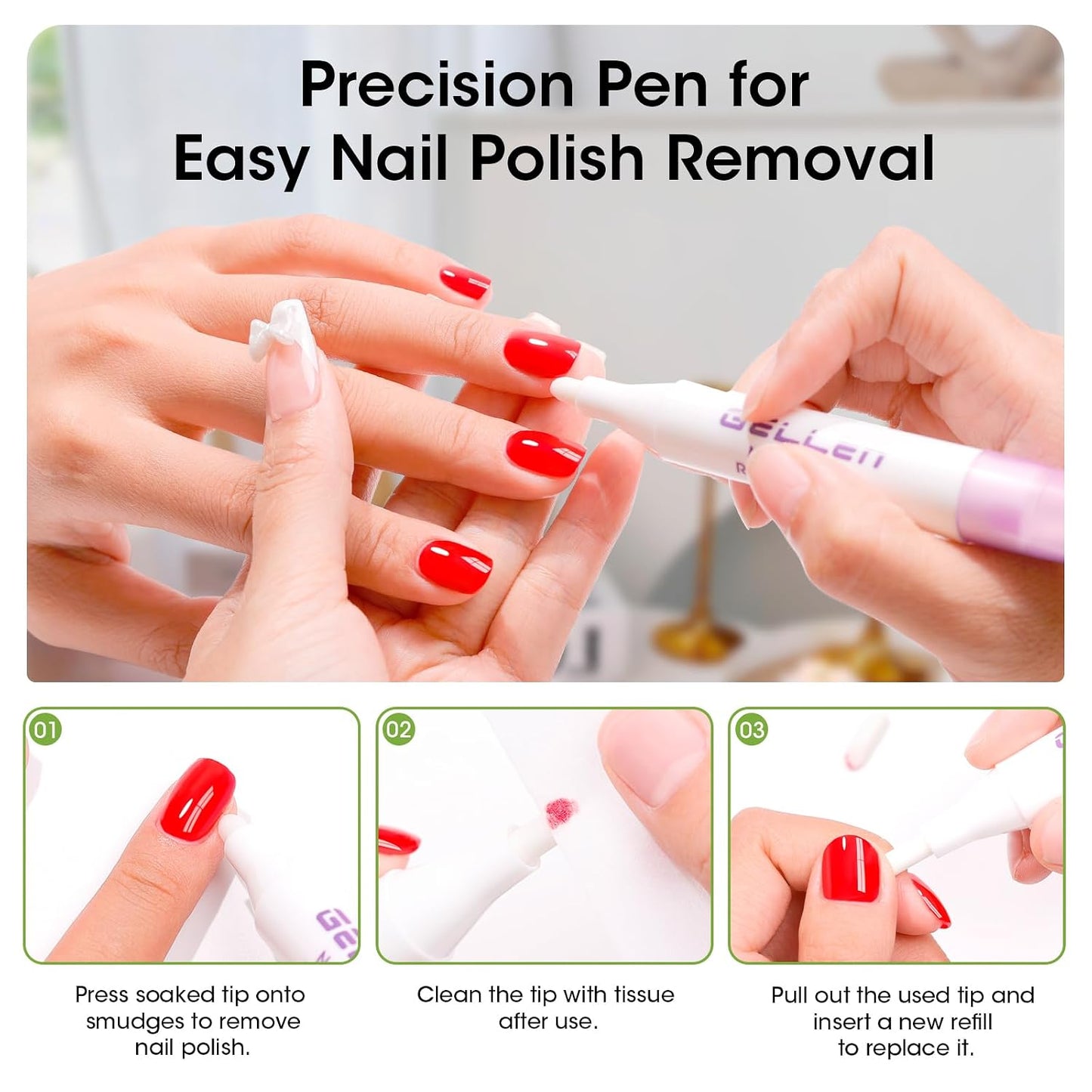 Gellen Jasmine Scent Nail Polish Remover Kit - Gentle Non-Drying Formula with Aloe & Vitamin E | 280ml