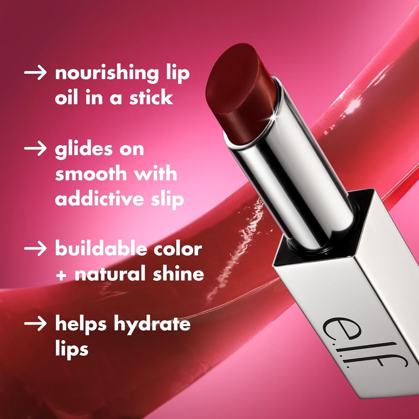 e.l.f. Glow Reviver Slipstick - Tinted Lip Oil for Hydration & Soft Shine | Vegan, Mauve Mentality