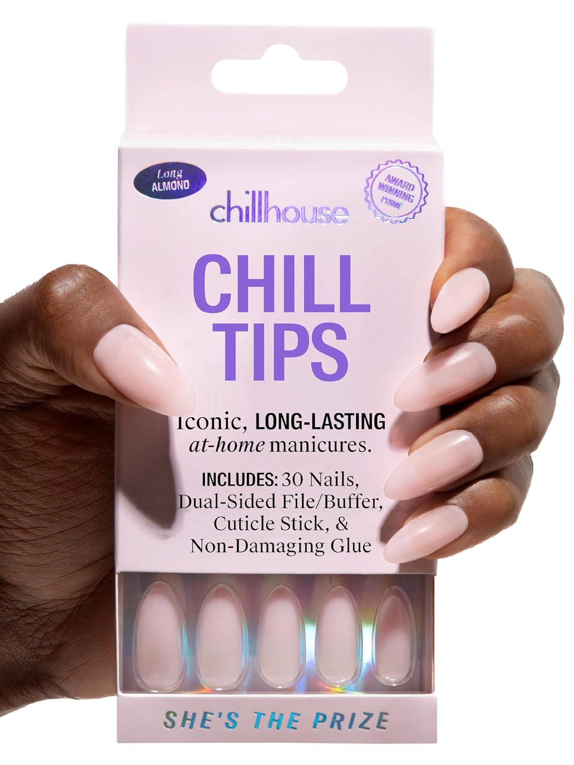 Chillhouse Press-On Nails Kit | Chill Tips - Almond Shape, 30 Customizable Sizes for Up to 2 Weeks Wear
