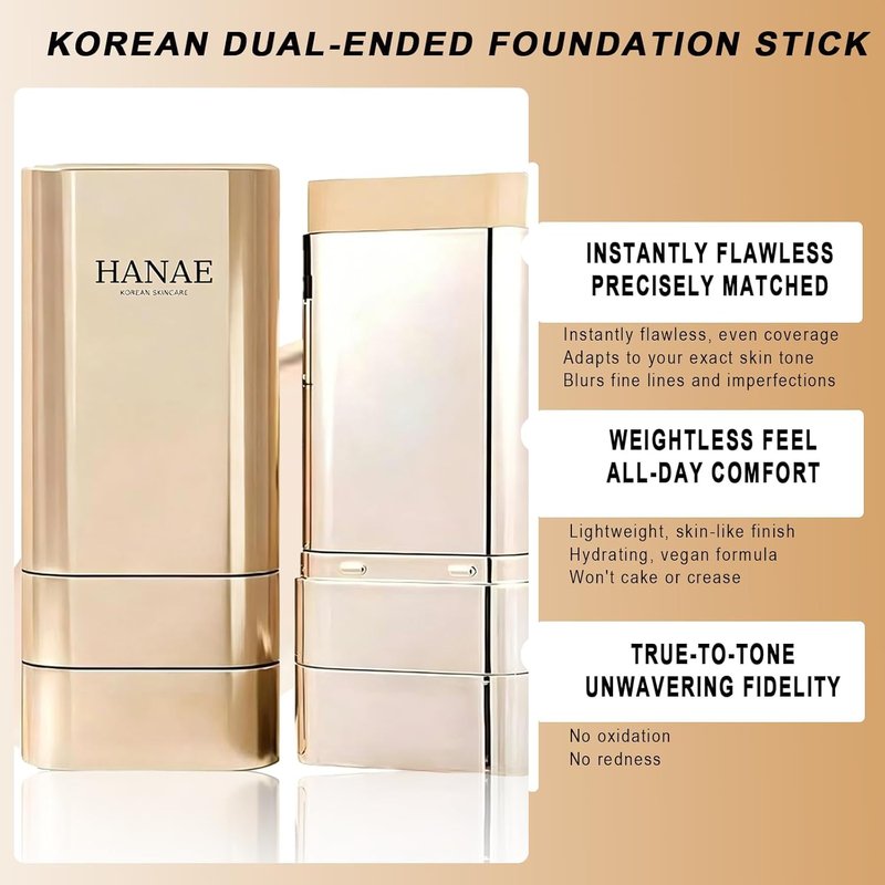 Korean Dual-Ended Foundation Stick - Natural Seamless Finish & Long-Lasting Coverage | All Skin Types