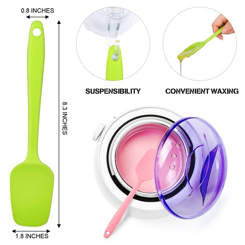 Patelai 3 Pcs Non-stick Wax Spatulas Silicone Spatula Hair Removal Sticks Applicator Reusable Hard Wax Scraper for Home Salon Body Use, 3 Colors