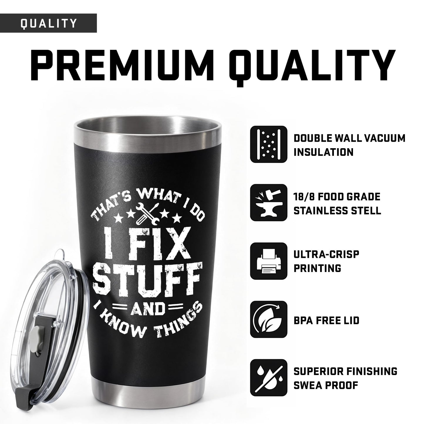 WITTSPOT Fathers Day Gift for Dad from Daughter, Son - Birthday Gifts for Men, Dad, Him, Handyman - Dads Birthday Gift Ideas - Cool Mens gifts Ideas, Mens Birthday Gift Ideas - Men Tumbler 20oz