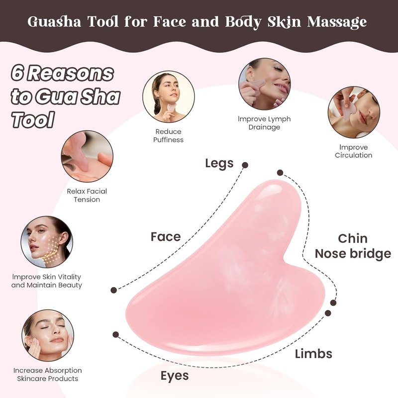 Lymphatic Contour Face Brush & Gua Sha Set - 2-in-1 Manual Facial Tools for Anti-Puffiness & Skin Glow