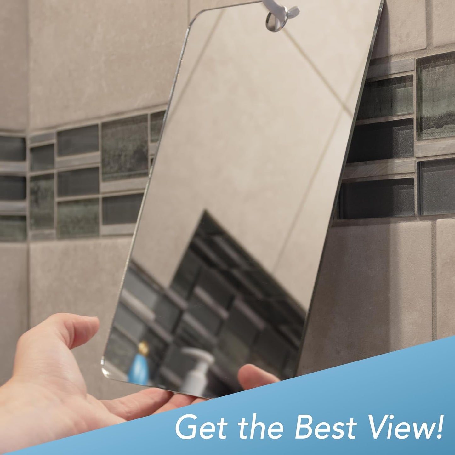 Shave Well XL Anti-Fog Shaving Mirror - Fogless Bathroom Shower Mirror with Handheld Option | Durable Adhesive Hook Included