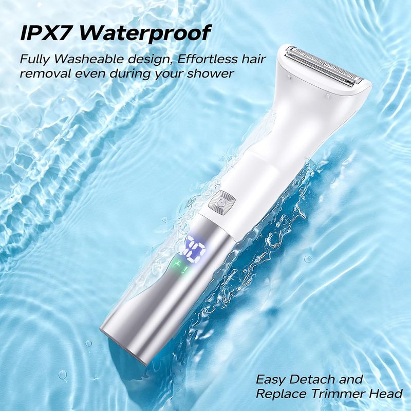Bikini Trimmer for Women - 6-in-1 Cordless Electric Razor, IPX7 Waterproof Hair Remover for Face, Body & Sensitive Areas