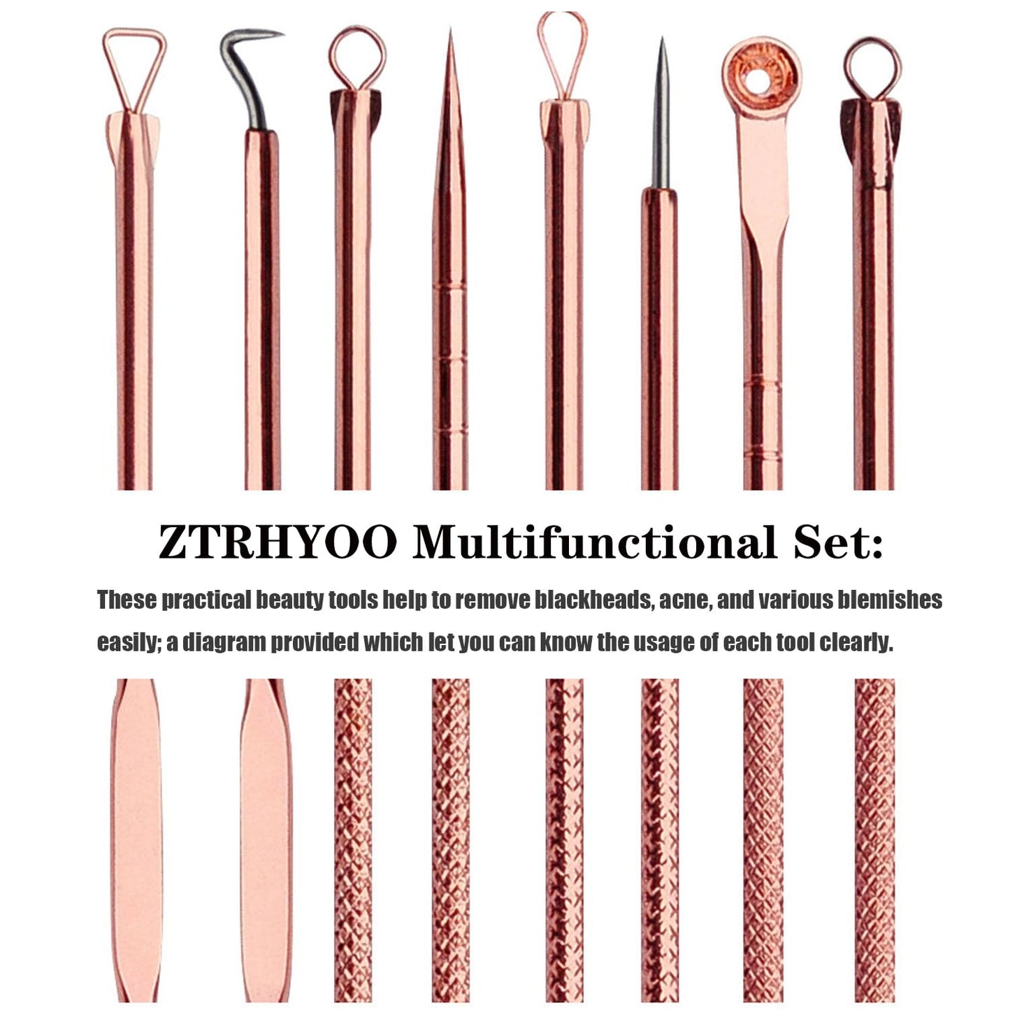 Blackhead Remover Tool - Comedone Extractor Kit for Acne Treatment | Blemish & Whitehead Removal, Includes Case (Rose)