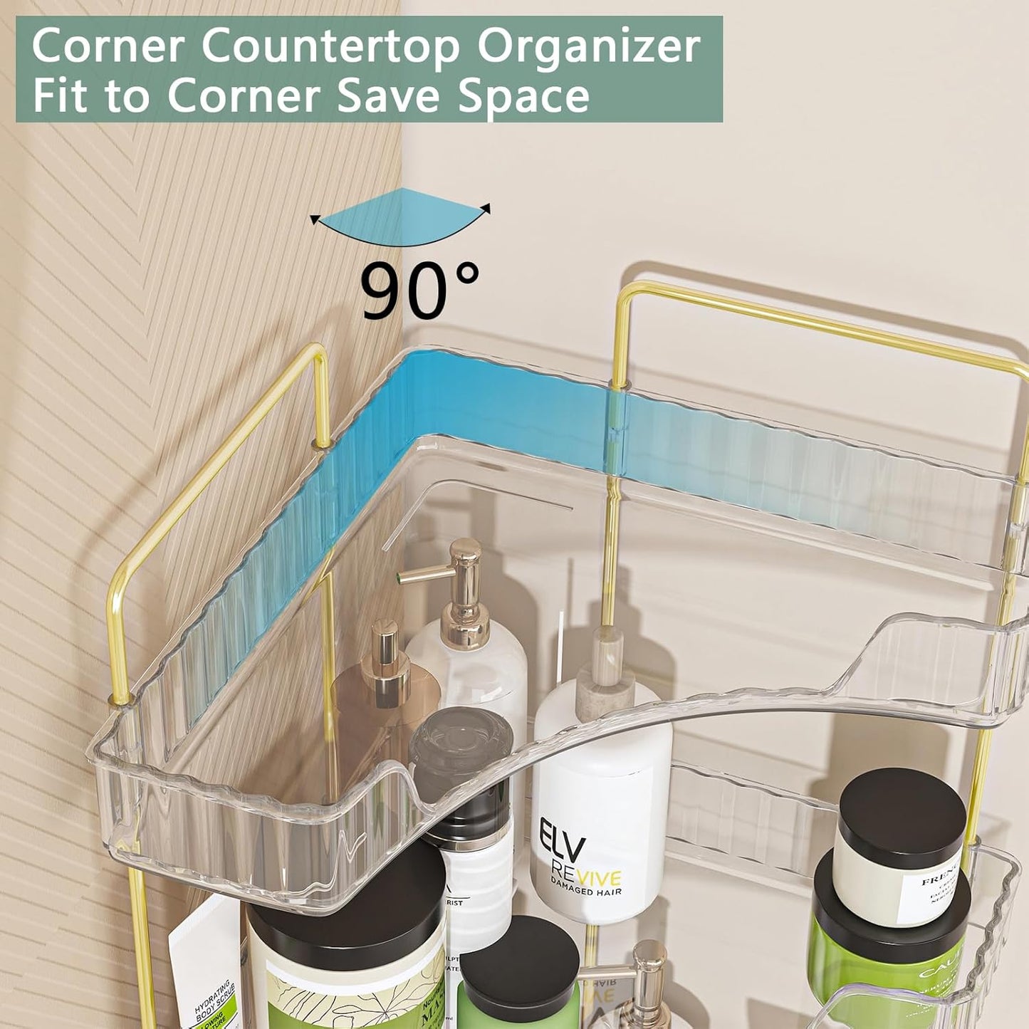 Corner Bathroom Counter Organizer - 3-Tier Makeup & Skincare Shelf | Vanity & Perfume Tray for Efficient Storage