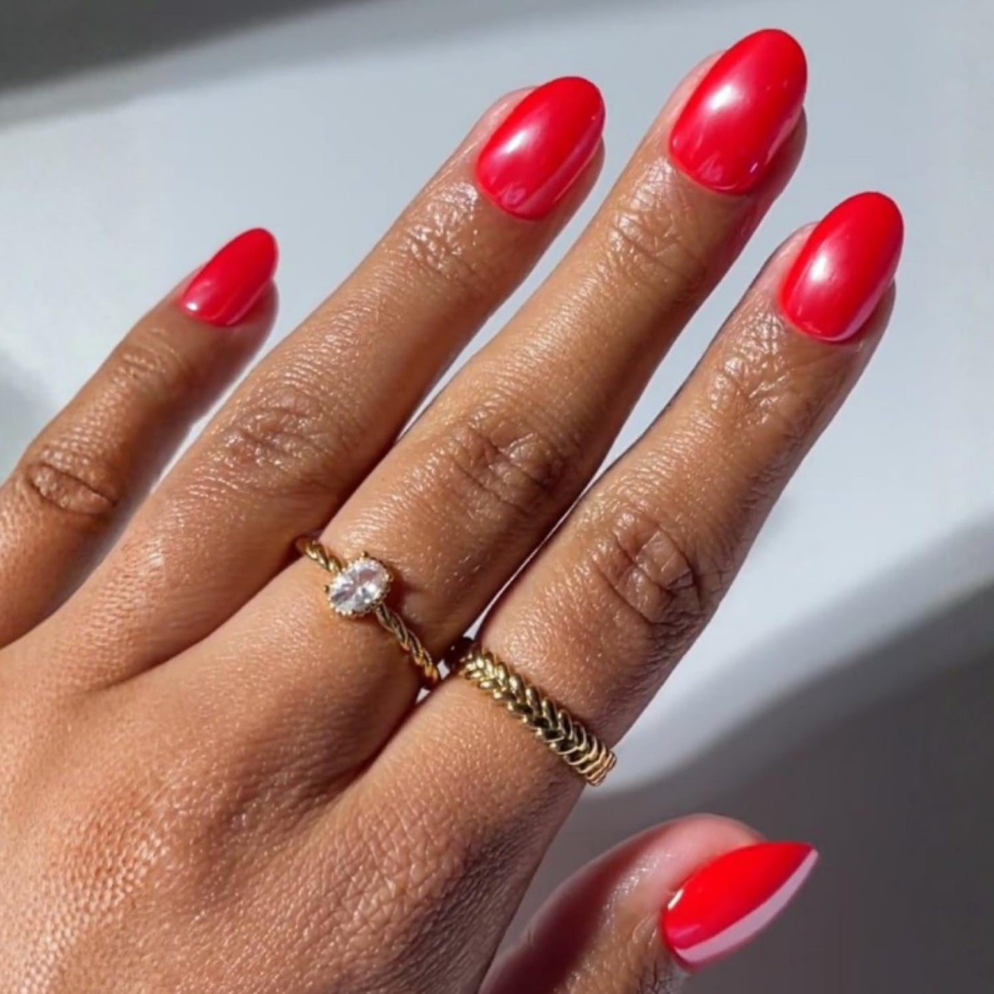 Glamnetic Red Icon Press On Nails - Short Oval Fake Nails | 30 Pc Kit