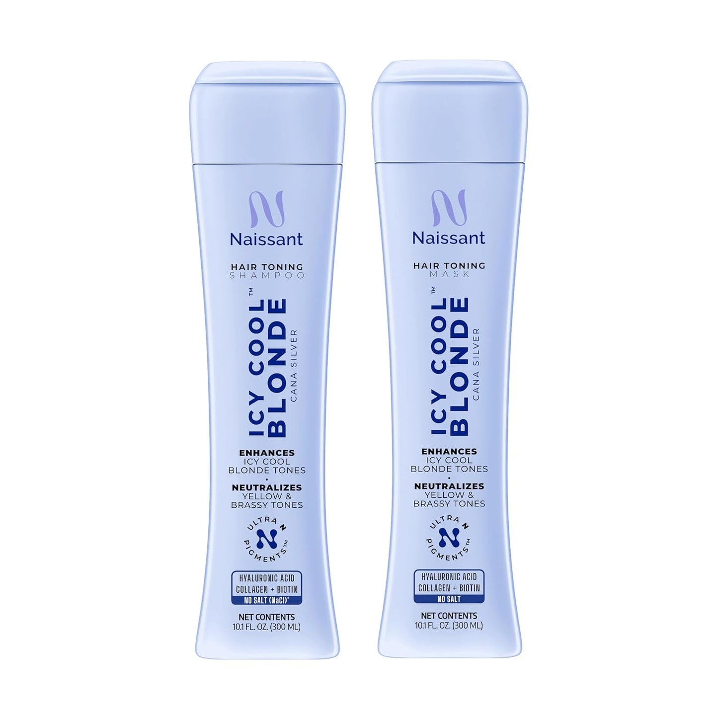 Icy Cool Blonde Purple Shampoo & Toning Mask Set - Neutralizes Yellow & Brassy Tones | Hyaluronic Acid & Biotin | 2 x 10.1 Fl Oz