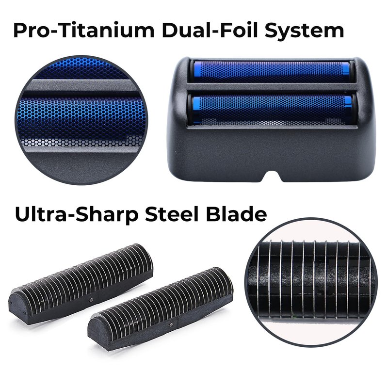 Replacement Foil and Cutter for BaBylissPRO UV Double Foil Shavers - Hypoallergenic Extra-close Shaver Replacement Head,for use with UV Foil Shavers ONLY (Gray（FXLRF2）)