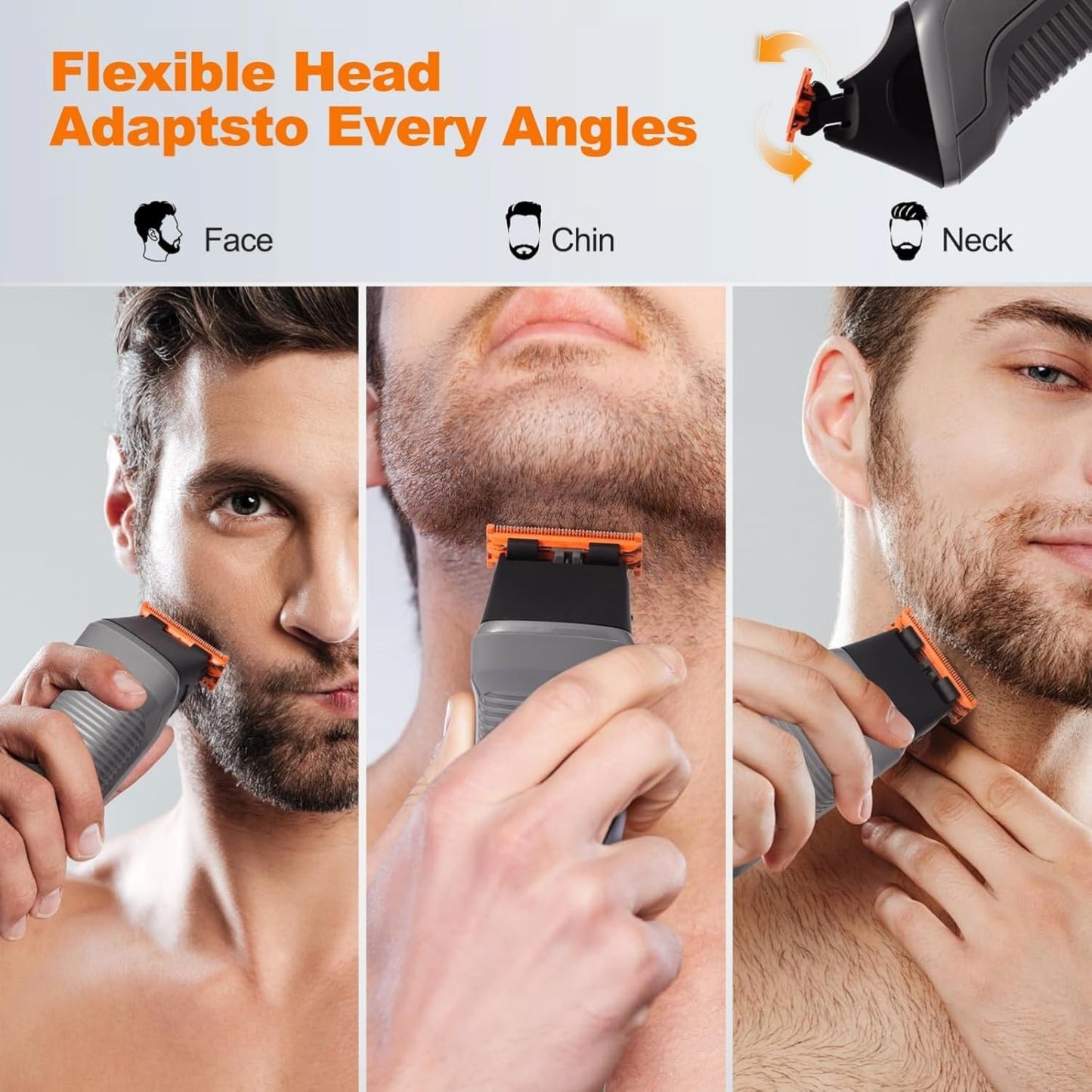 Gaocthiy Body Hair Trimmer for Men, Body Trimmer for Beard Sideburns Necklines Precision Trimming, Groin Ball Trimmer for Pubic Hair, Rechargeable Groomer, Shaver with USB-C, Replaceable Heads