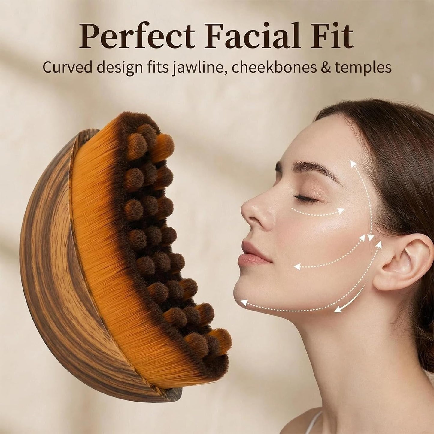 Lymphatic Contour Face Brush - Sculpting Tool for Lymphatic Drainage, Ultra Soft Bristles | Reduces Puffiness & Gentle on Skin