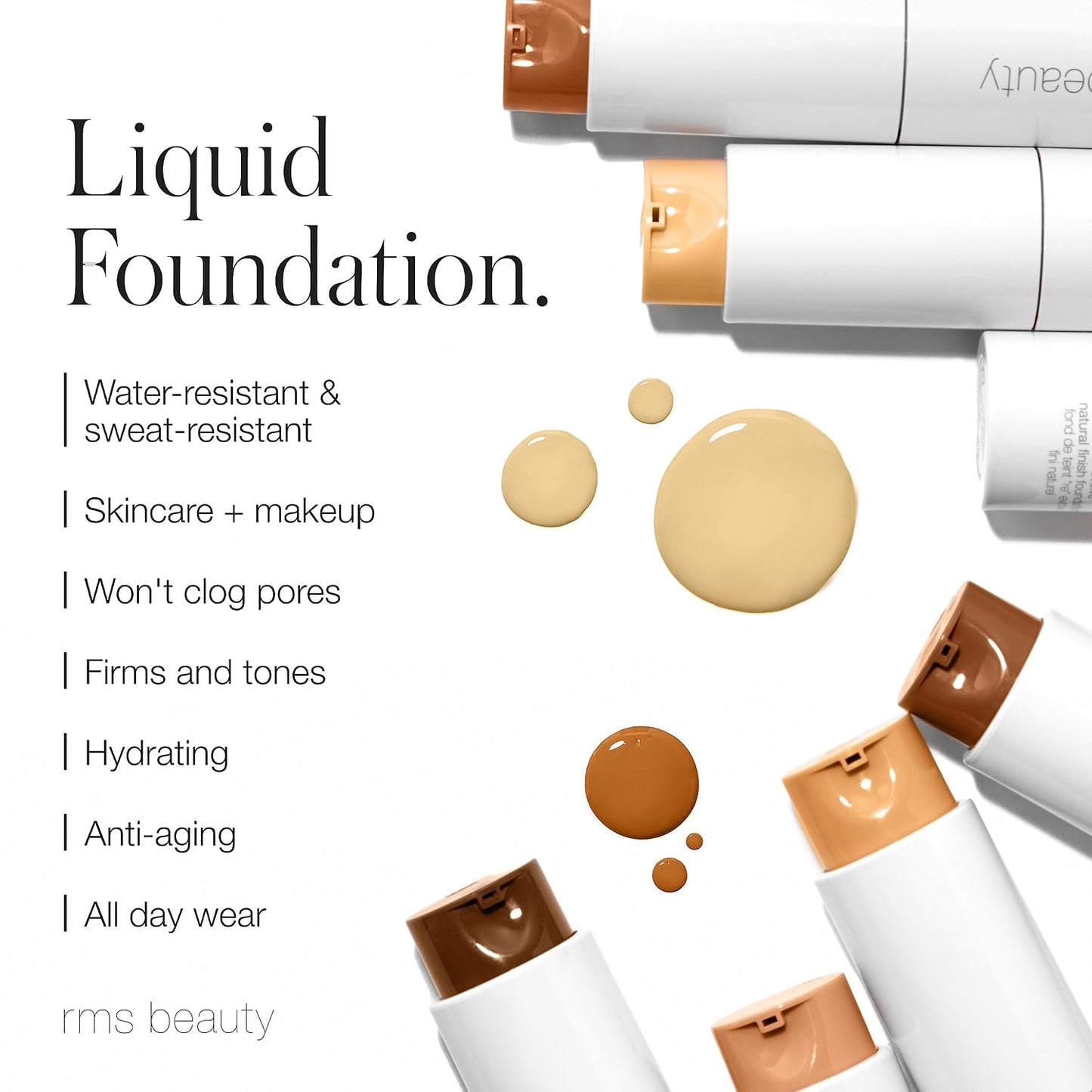 RMS Beauty ReEvolve Liquid Foundation - Silicone-Free Medium Coverage Skin Tint for Mature Skin | Hydrating & Firming - 1oz
