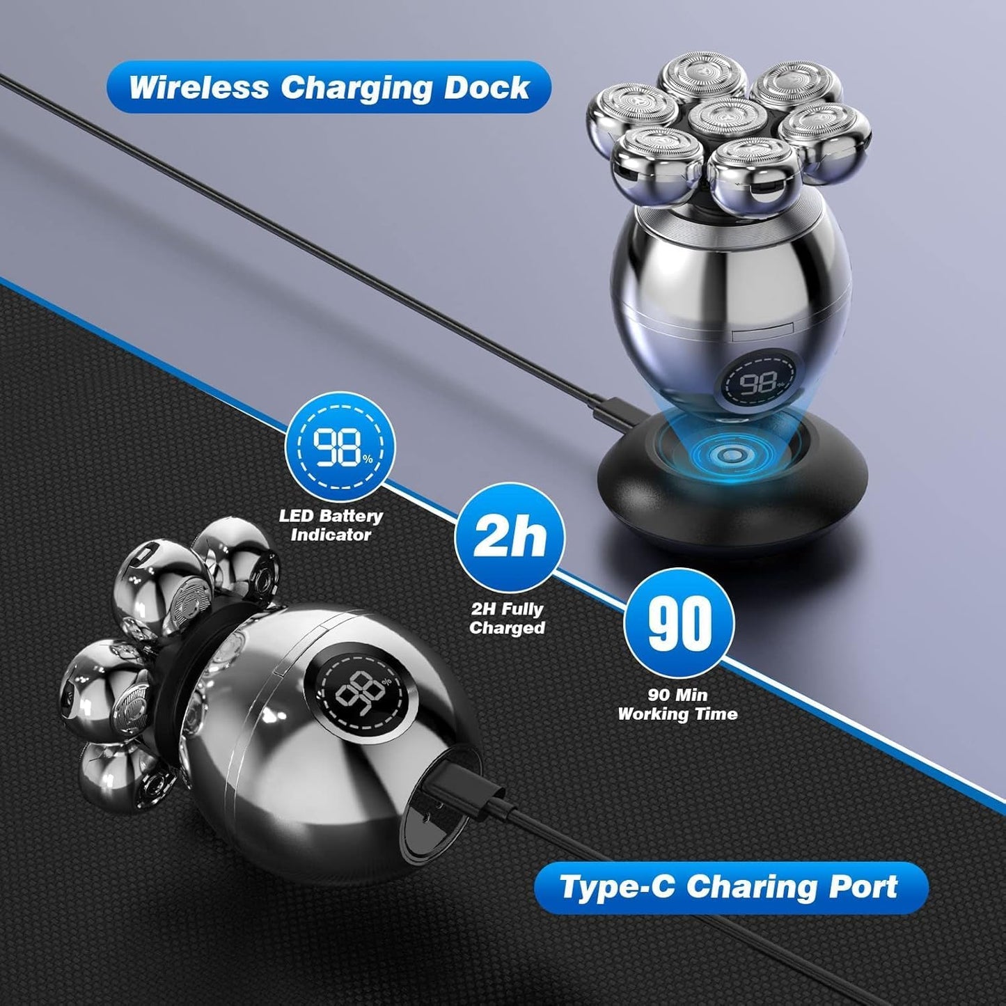 Head Shaver - 6 in 1 Shaving Kit for Men | Versatile Grooming Tool