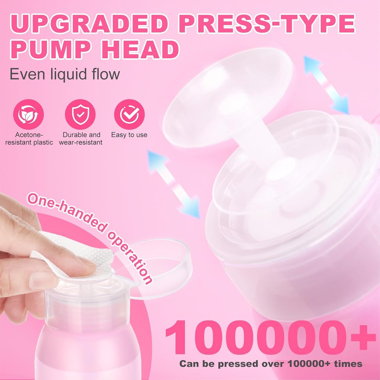 Acetone Pump Dispenser - One-Touch Nail Polish Remover & Makeup Pump Bottle | 200ML (6.8oz) - 2 Pack