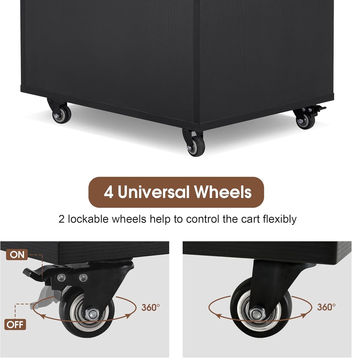Salon Cart with Storage Drawer - Rolling Barber Trolley for Hair Stylists | Black
