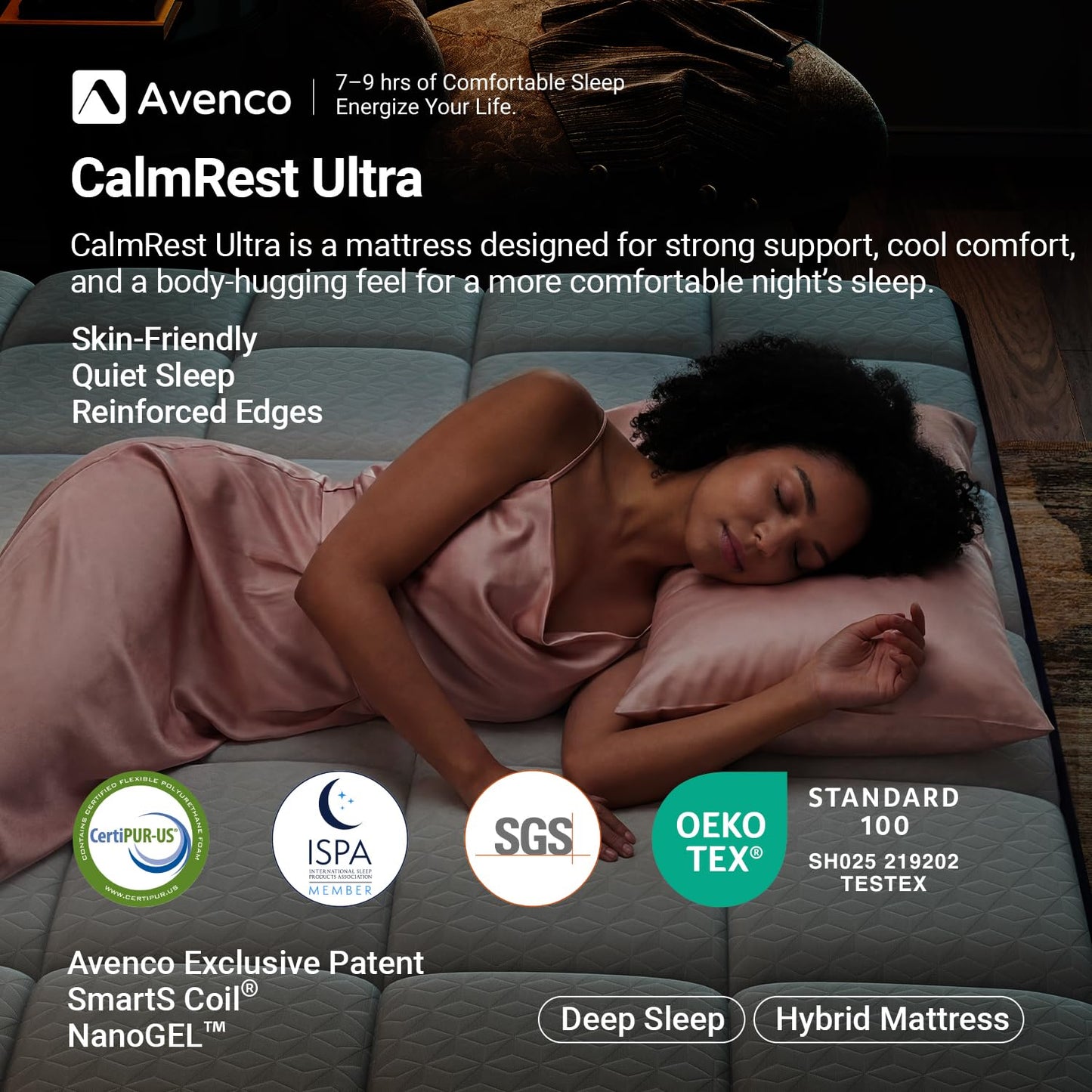 Avenco 14 Inch King Mattress, King Size Hybrid Mattress with Cooling Memory Foam and Smarts Coil Spring, Spinal Alignment & Contour Support, CertiPUR-US Certified, Mattresses in a Box
