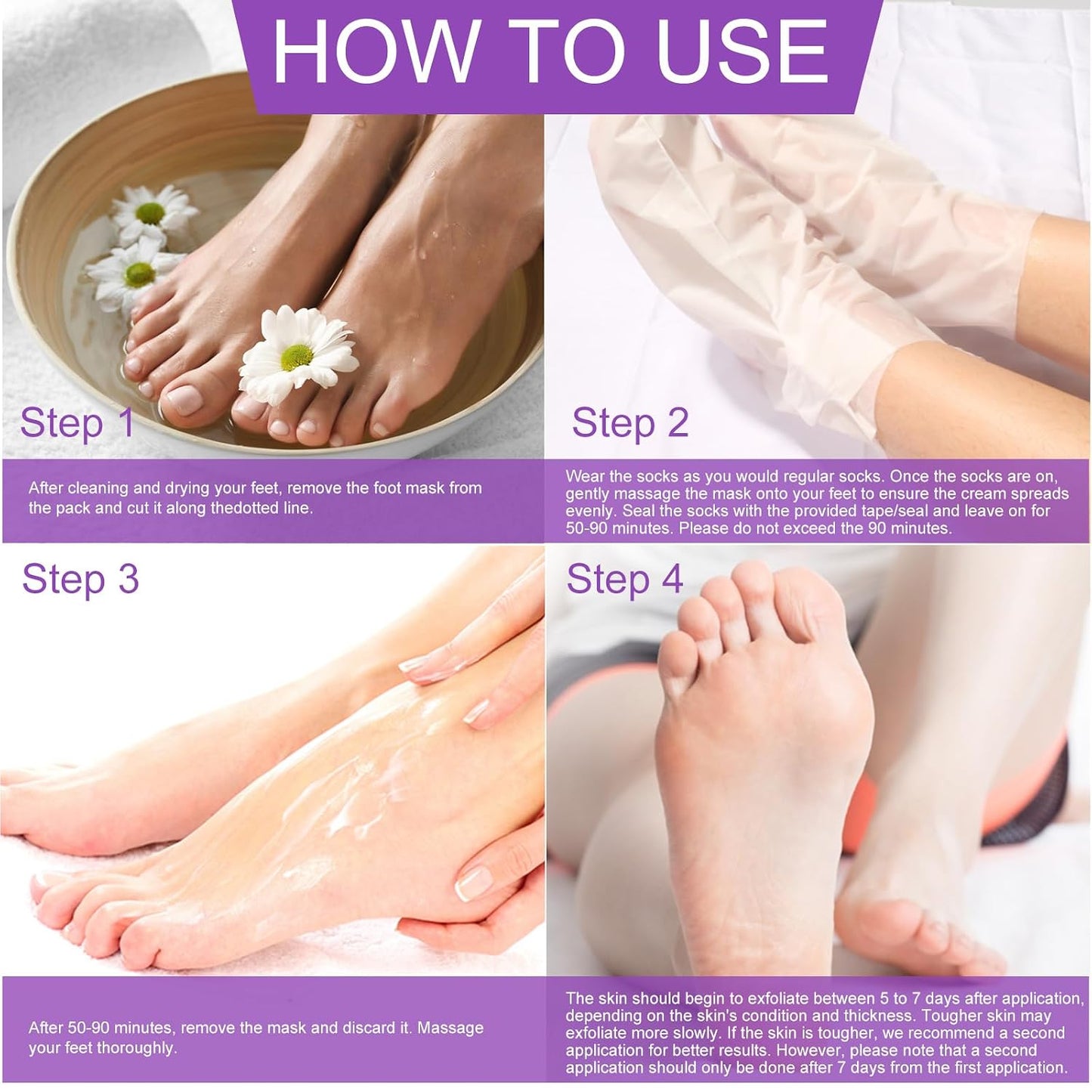 Foot Peel Mask - 5 Pack Exfoliating Treatment for Dead Skin, Calluses & Cracked Heels | Lavender Scent