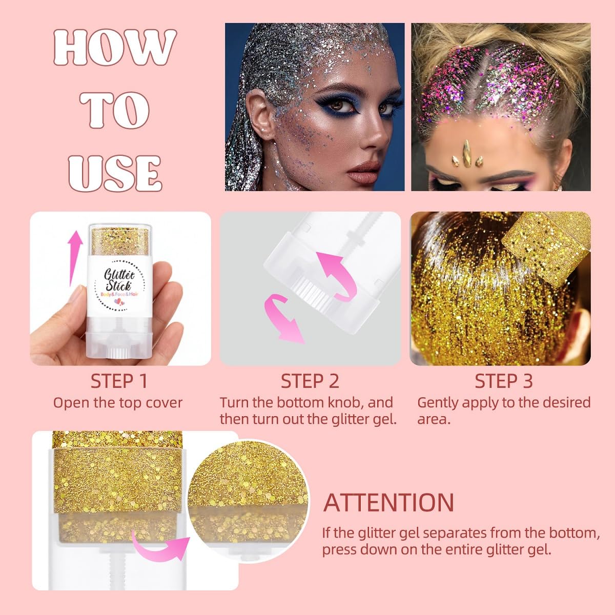 Mexico Face Glitter Stick, Sparkling Neon Outfit Accessories Party Holographic Sequins Mardi Gras Body & Hair Glitter Gel Makeup. (Red & Green & White)