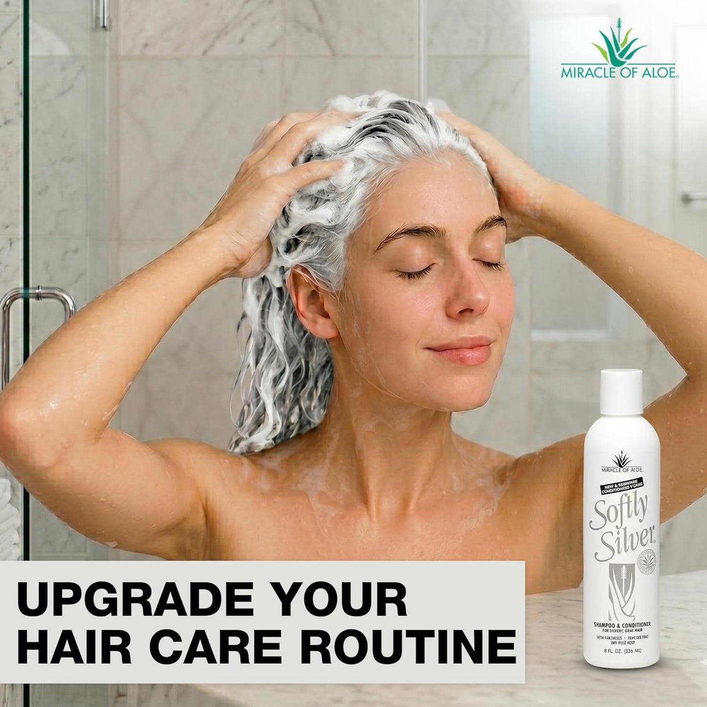 Silver Shampoo for Gray Hair - 2-in-1 Purple Restorative Wash with Panthenol & Aloe | Adds Luster & Bounce