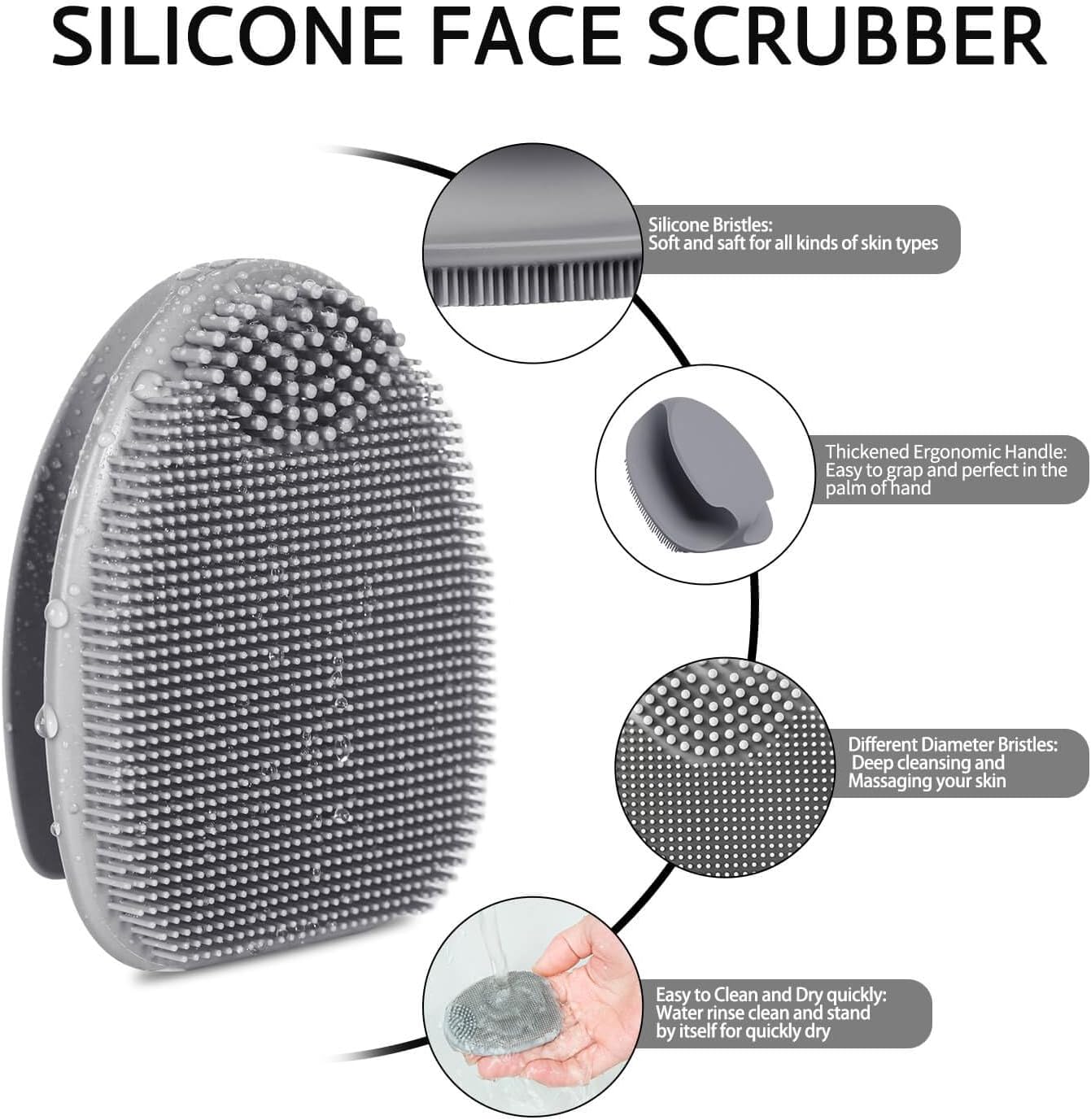 Silicone Face Scrubber - 2 Pack Exfoliating Facial Cleansing Brushes for Blackhead Removal & Pore Cleansing | Gentle Massaging Tool