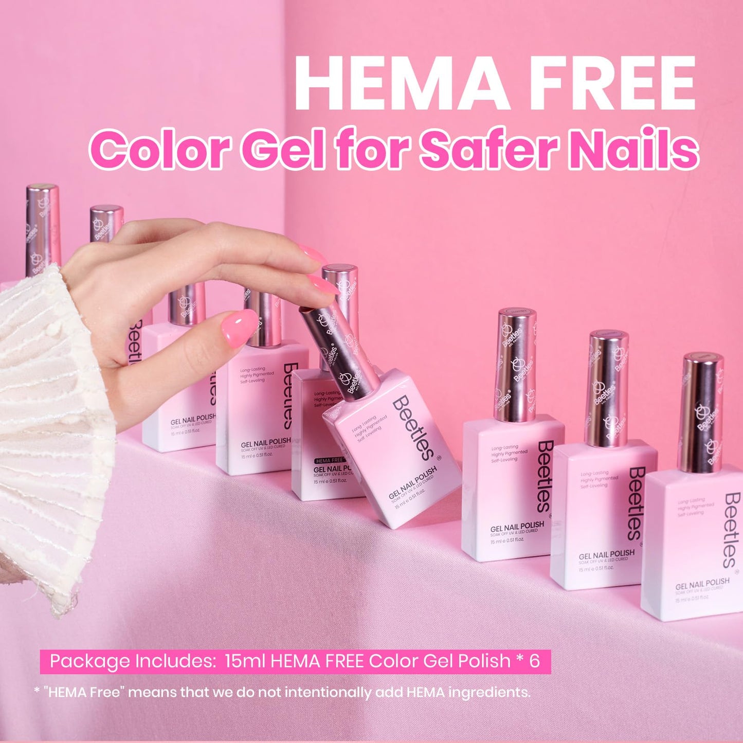 Beetles Jelly Gel Polish Set, 6 Colors 15ML Full Size HEMA-Free Neon Gel