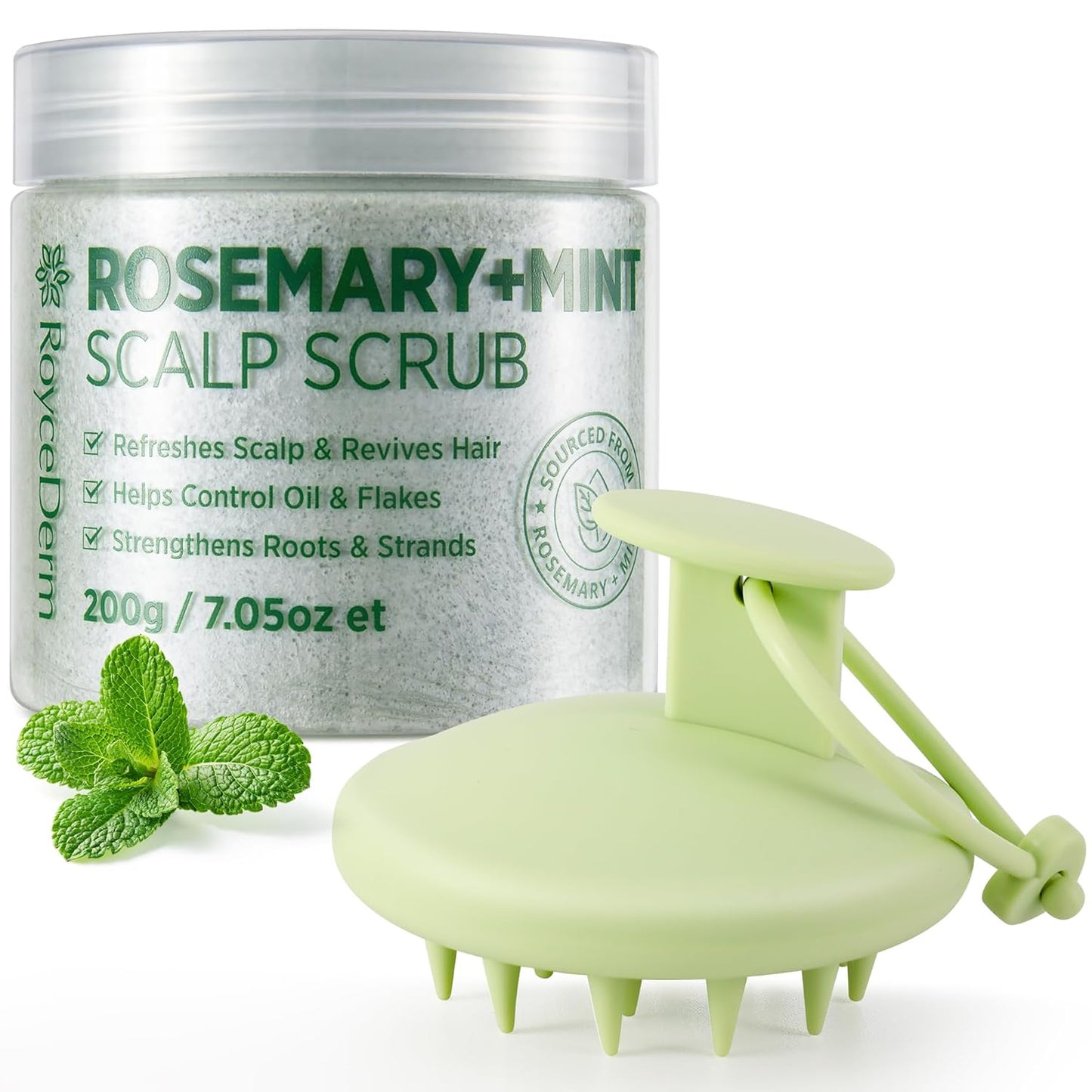 Roycederm Tea Tree Scalp Scrub - Exfoliating Pre-Shampoo Treatment for Dry, Flaky Scalps | Refreshing Rosemary Mint Formula
