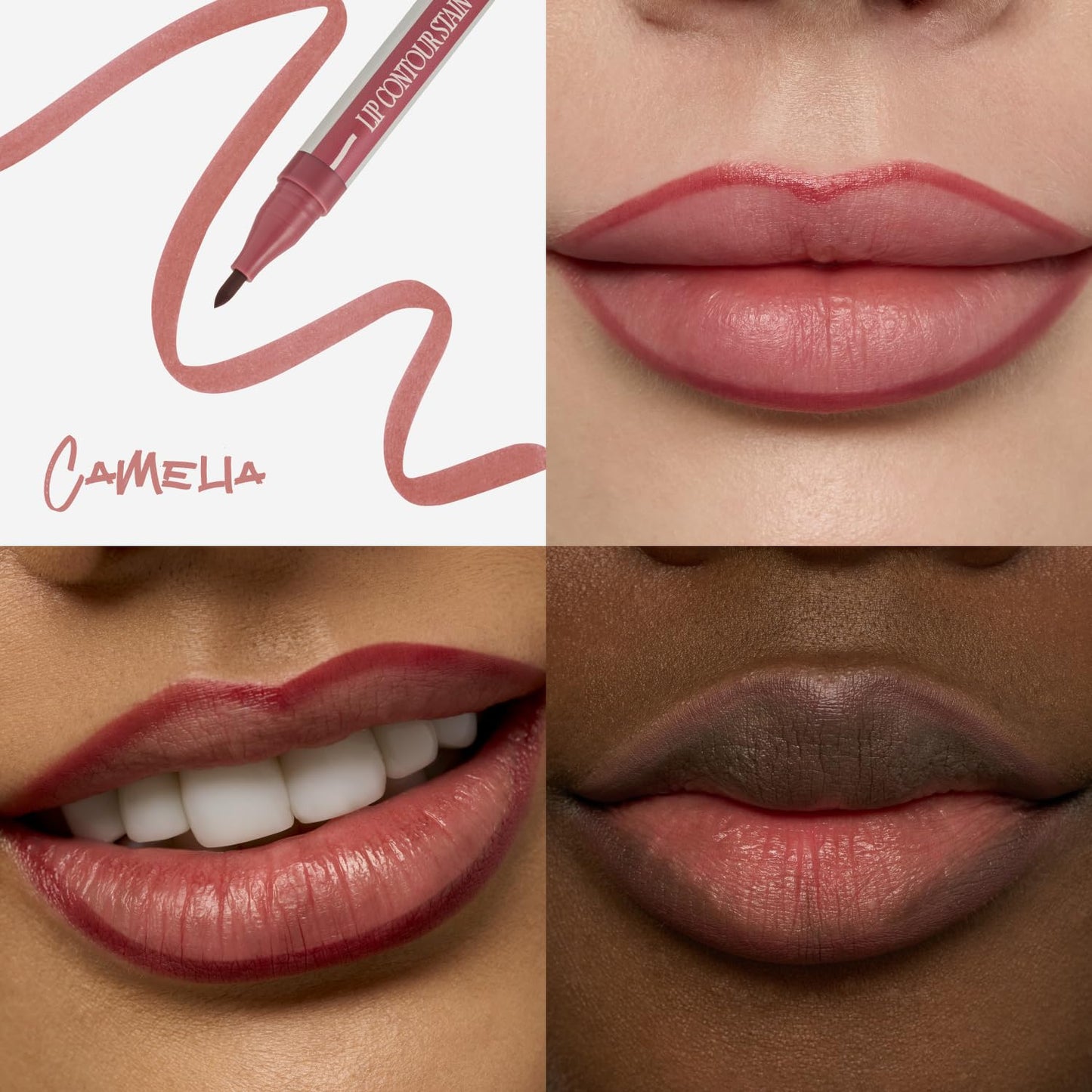 LOCK’n LINE Lip Contour Stain - Long-Lasting Tinted Lip Liner | 01 Camelia | Lightweight, No-Transfer Formula | 1ml