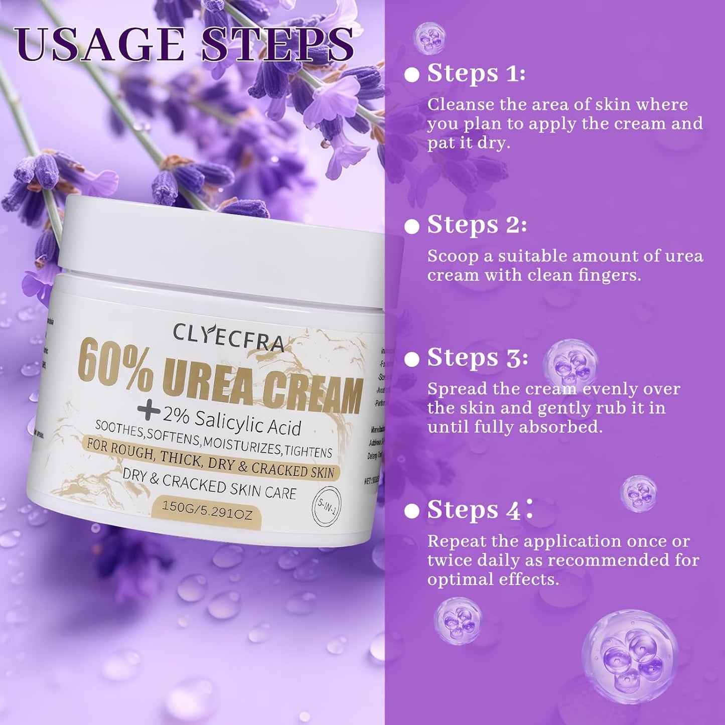 5-in-1 Urea Cream 60% with 2% Salicylic Acid - Maximum Strength Moisturizer for Rough, Dry Skin | 150g