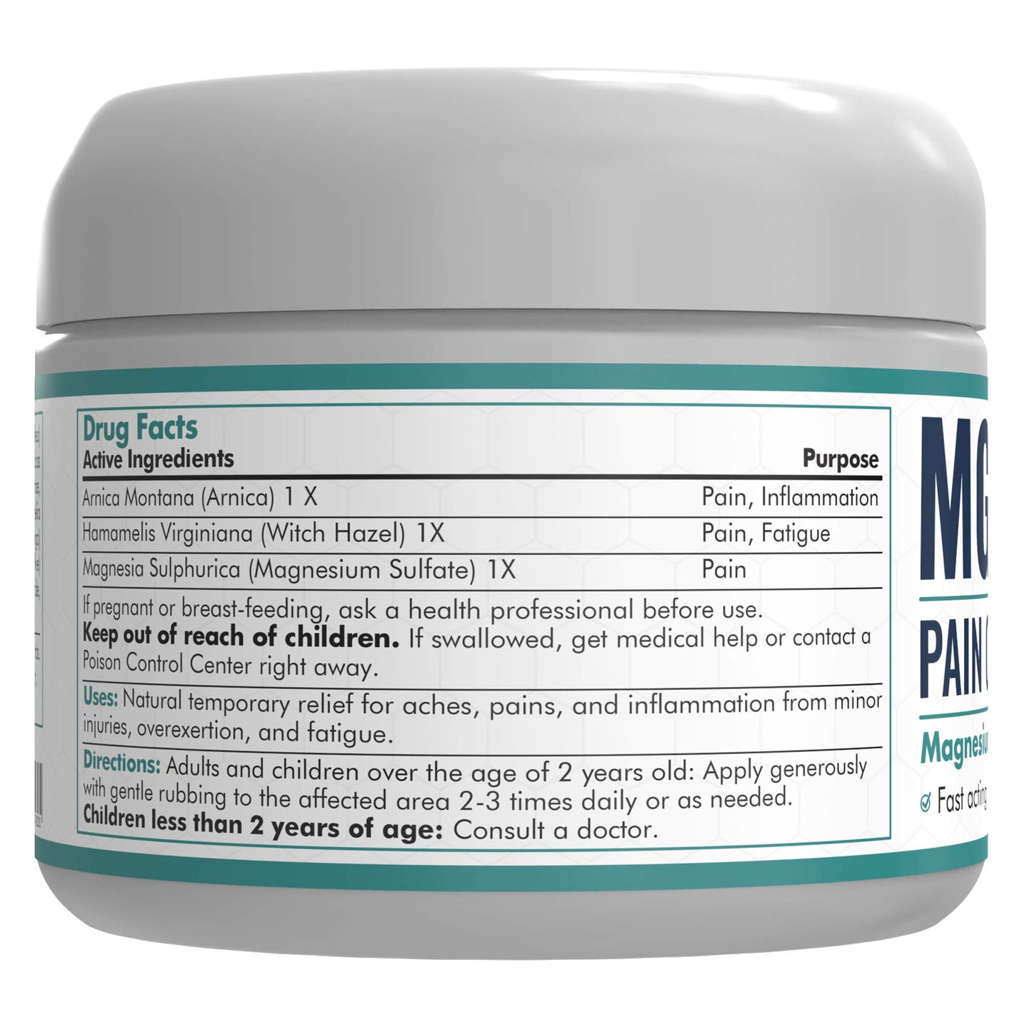 Mars Wellness MG+ Magnesium Cream Pain Relief - Extra Strength Magnesium and Arnica Cream - 4 OZ Tub - Neuropathy, Muscle Pain, and Leg Cramps Relief - 1 Pack