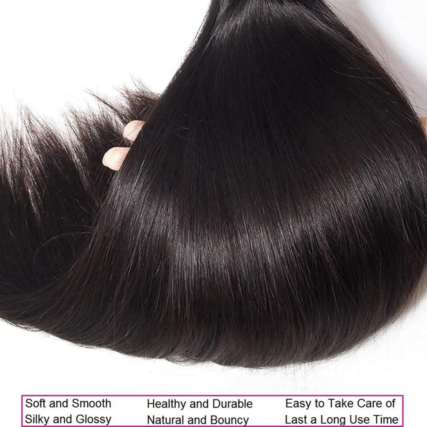 Straight Human Hair Bundles Natural Black Bundles Human Hair Straight 150g Color #1B Bundle Unprocessed Virgin Bundle 12 14 16 Inch